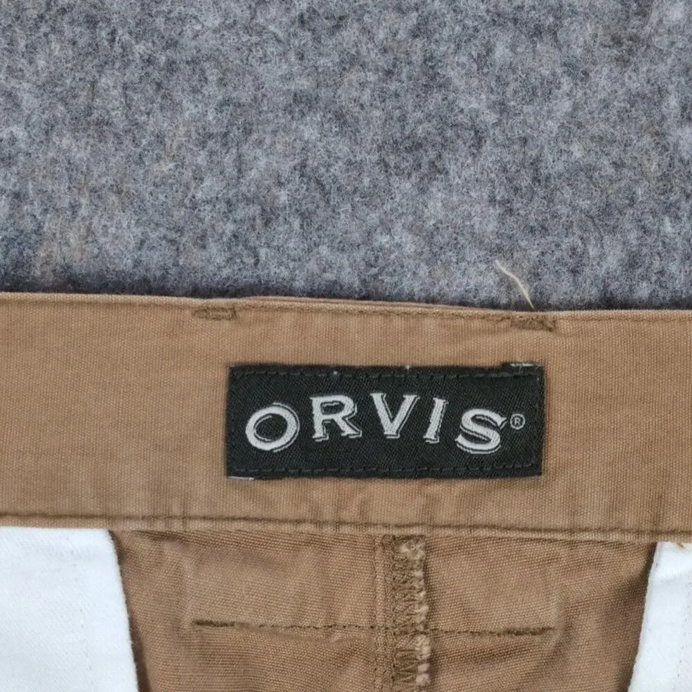 Orvis Shorts Mens 38 Beige Cargo 7 Inch Cotton Adjustable Waist Utility Outdoor